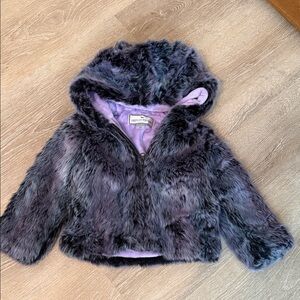 Cozy Kids Faux Fur Jacket in Purple and Black
